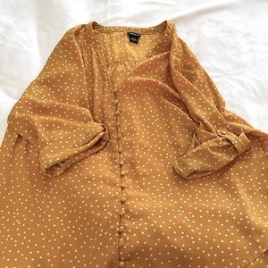 Polka dot and mustard button down